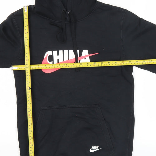 Nike Womens Black XS Pullover Hoodie China Logo Cotton Blend