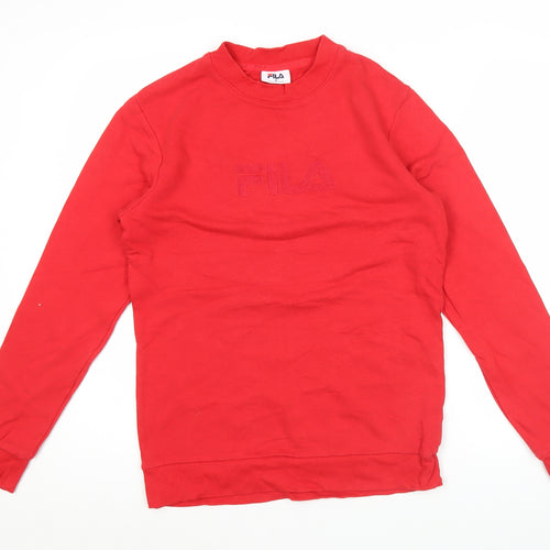 Fila Women’s Red Pullover Sweatshirt Size 8 Logo Casual Long Sleeve