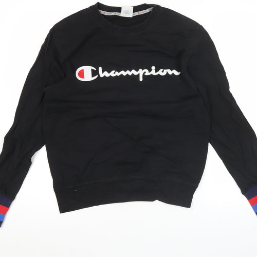 Champion Mens Black Small Sweatshirt Pullover Crew Neck Logo