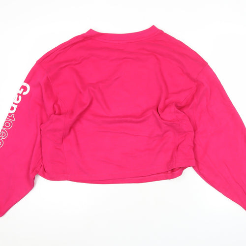 GAP Women’s Pink Logo Cropped Sweatshirt Medium Long Sleeve Cotton