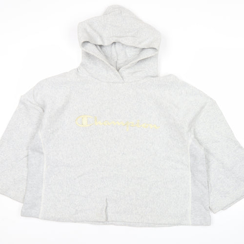 Champion Women’s Grey Pullover Hoodie Large Relaxed Fit Logo