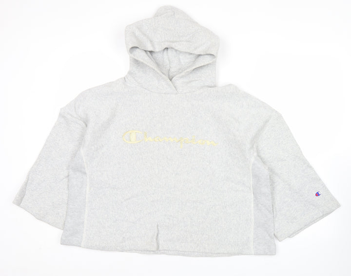 Champion Women’s Grey Pullover Hoodie Large Relaxed Fit Logo