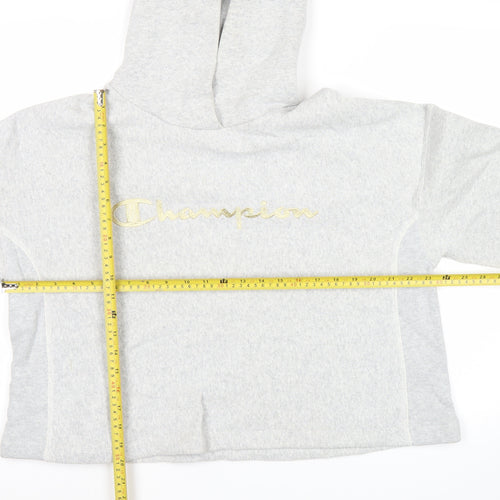 Champion Women’s Grey Pullover Hoodie Large Relaxed Fit Logo