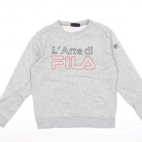 Fila Mens Grey Crew Neck Logo Sweatshirt Pullover Size M
