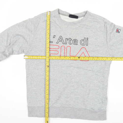 Fila Mens Grey Crew Neck Logo Sweatshirt Pullover Size M