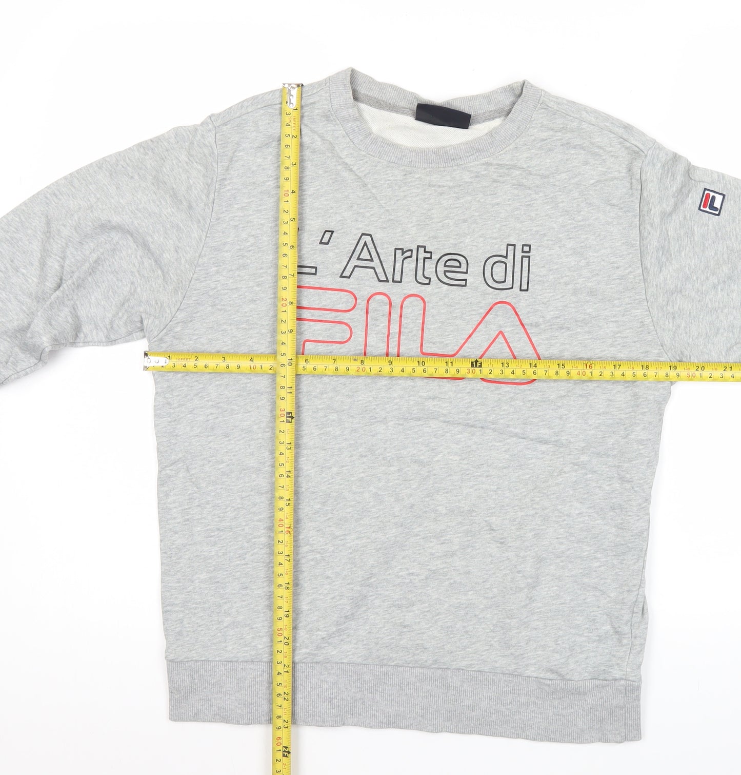 Fila Mens Grey Crew Neck Logo Sweatshirt Pullover Size M