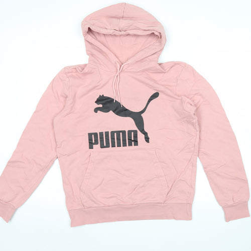 Puma Womens Pink Pullover Hoodie Size S Logo Graphic Sweatshirt