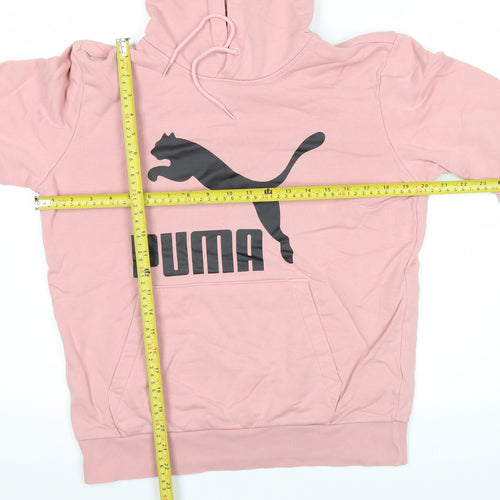 Puma Womens Pink Pullover Hoodie Size S Logo Graphic Sweatshirt