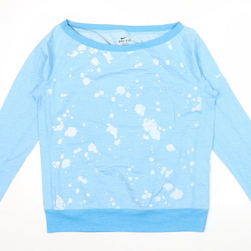 Nike Womens Blue Dri-Fit Sweatshirt L Long Sleeve Pullover Sports Top