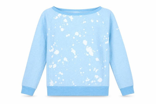 Front view of Nike women’s blue dri-fit sweatshirt l long sleeve pullover sports top