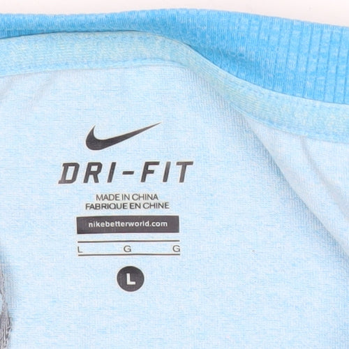 Nike Womens Blue Dri-Fit Sweatshirt L Long Sleeve Pullover Sports Top