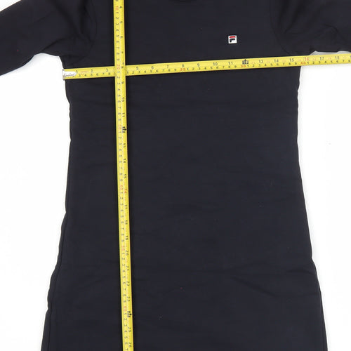 Fila Teens Black Cotton Blend Long Sleeve T-Shirt Dress Size 6