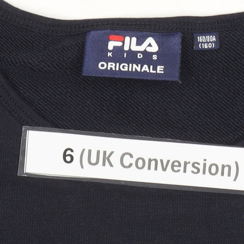 Fila Teens Black Cotton Blend Long Sleeve T-Shirt Dress Size 6