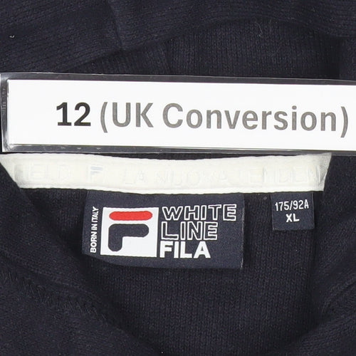 Fila Womens Black Henley Hoodie Size 12 Hooded Sweatshirt