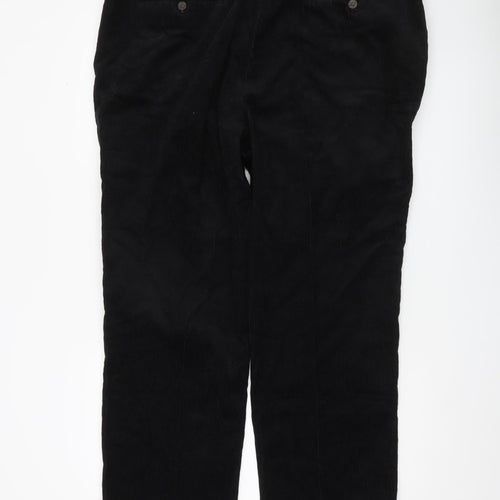 Lincoln Men's Black Corduroy Straight Leg Trousers 40W 29L