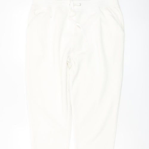 Bonmarché Women’s White Size 12 Drawstring Sweatpants Fleece Trousers