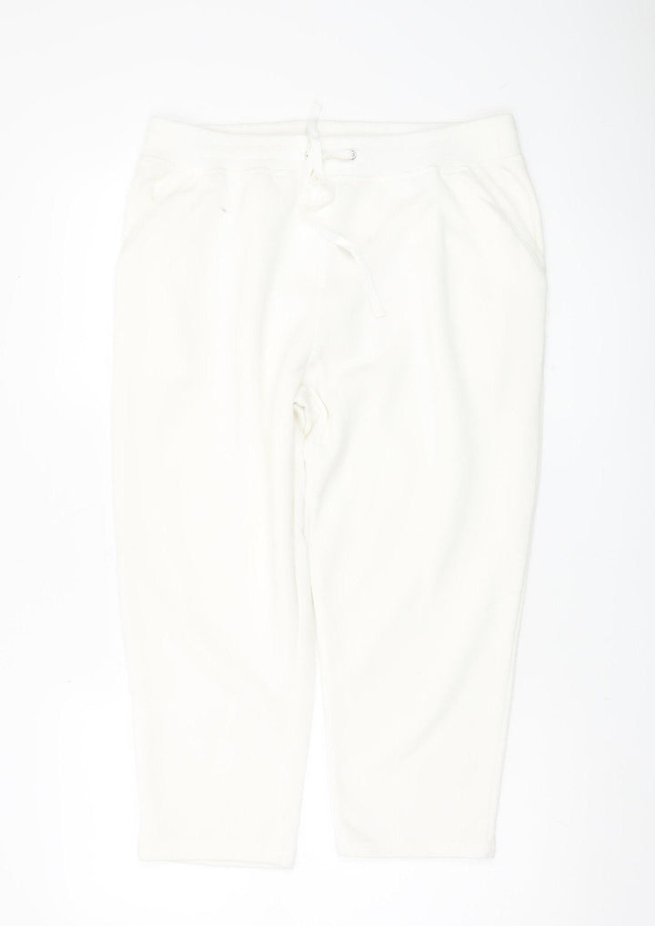 Bonmarché Women’s White Size 12 Drawstring Sweatpants Fleece Trousers