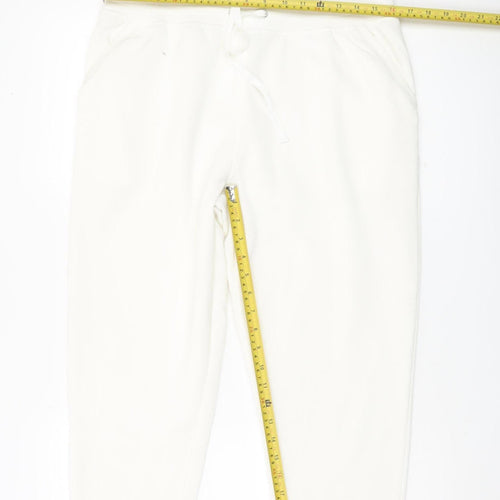 Bonmarché Women’s White Size 12 Drawstring Sweatpants Fleece Trousers