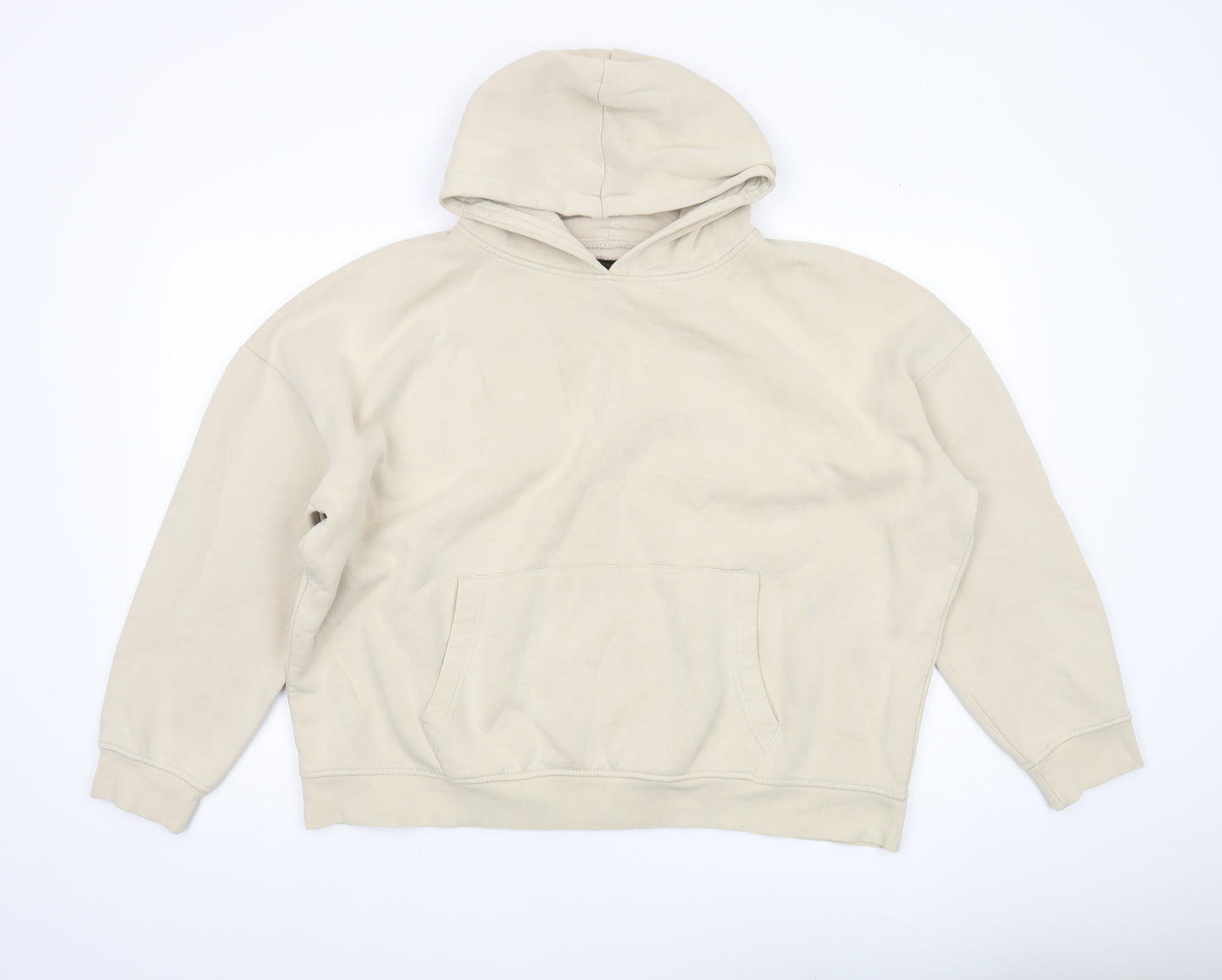 PrettyLittleThing Women’s Beige Pullover Hoodie Size M Graphic Print