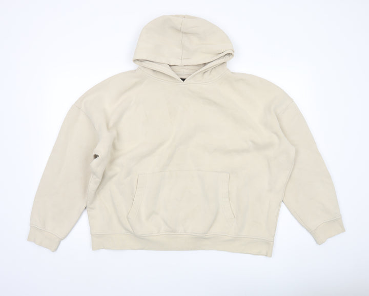 PrettyLittleThing Women’s Beige Pullover Hoodie Size M Graphic Print