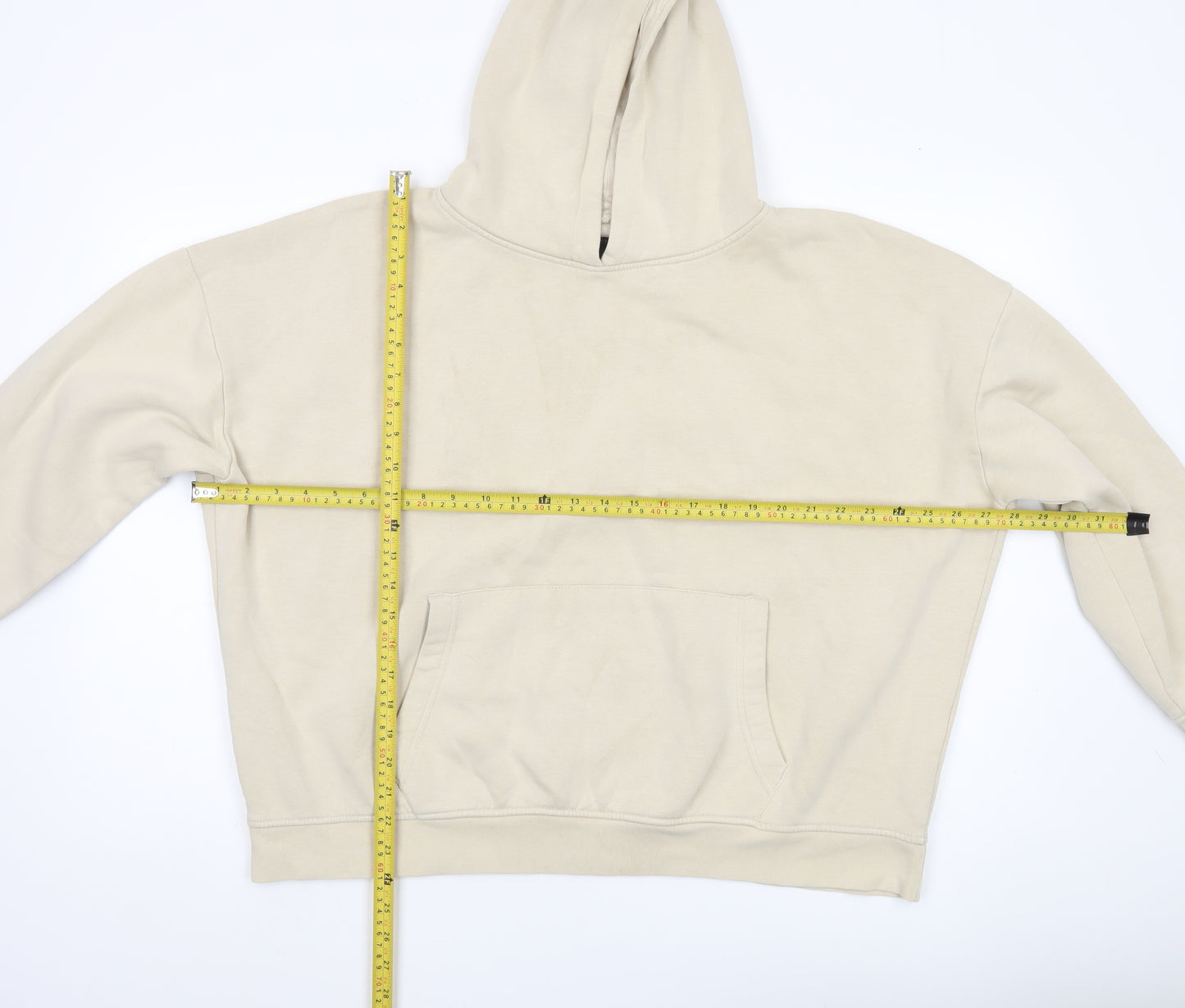 PrettyLittleThing Women’s Beige Pullover Hoodie Size M Graphic Print