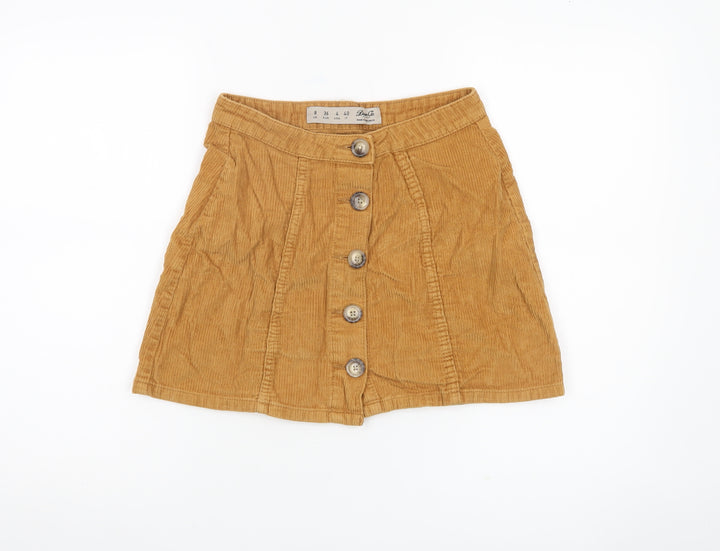 Denim Co Women Brown Corduroy A-Line Short Skirt UK 8