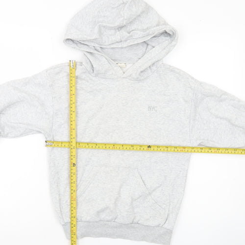 H&M Girls Grey Pullover Hoodie Size 11 Years NYC Logo Lightweight
