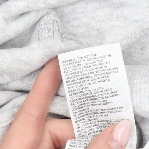 H&M Girls Grey Pullover Hoodie Size 11 Years NYC Logo Lightweight