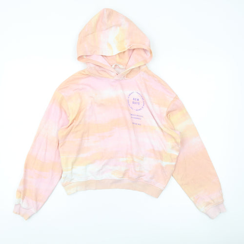 H&M Girls Multicoloured Tie Dye Pullover Hoodie 11-12 Years Cotton Blend