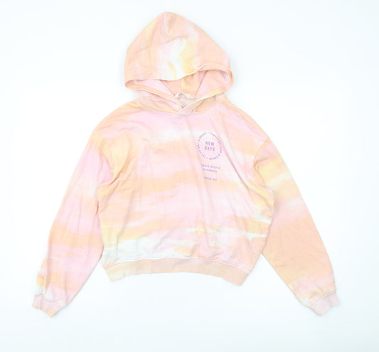 H&M Girls Multicoloured Tie Dye Pullover Hoodie 11-12 Years Cotton Blend
