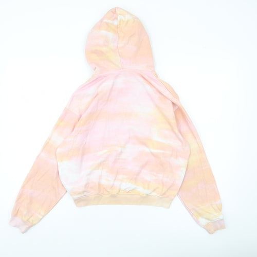 H&M Girls Multicoloured Tie Dye Pullover Hoodie 11-12 Years Cotton Blend