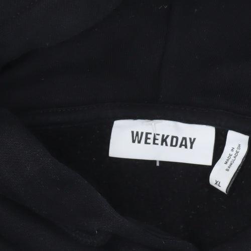 Weekday Men's Black XL Pullover Hoodie Cotton Blend