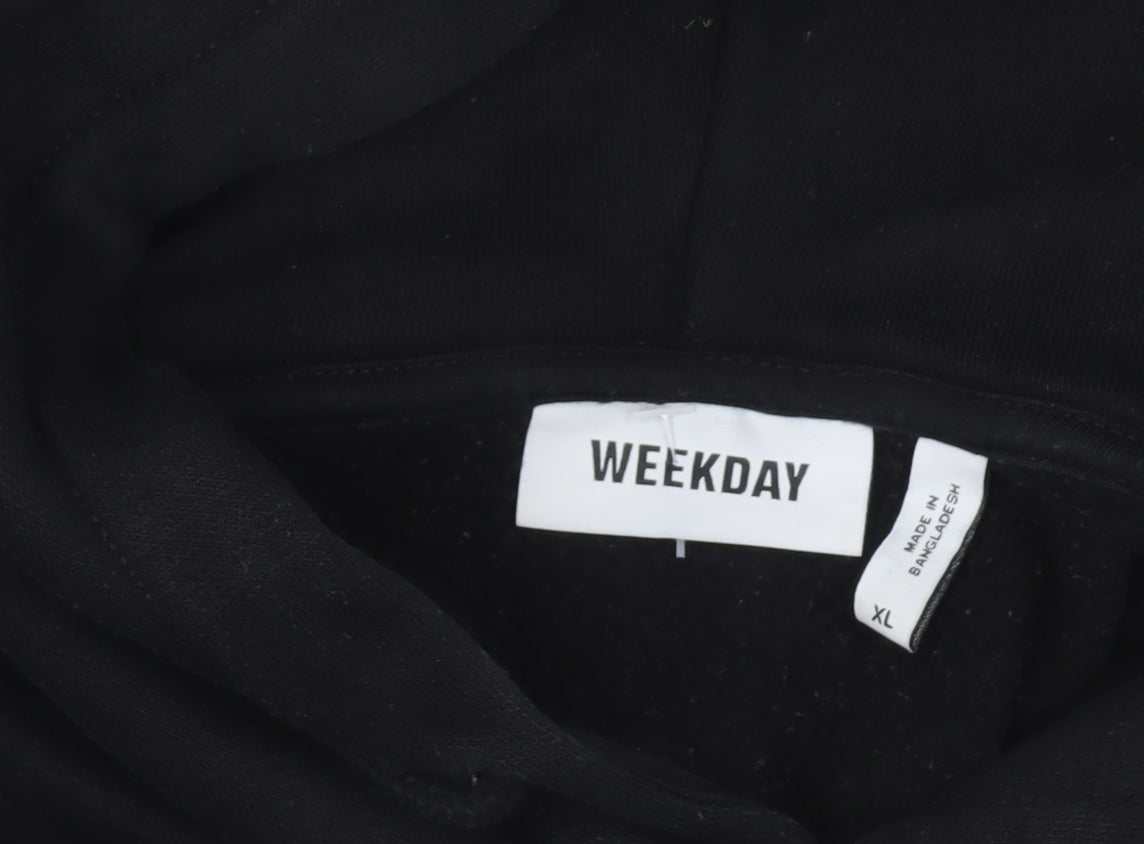 Weekday Men's Black XL Pullover Hoodie Cotton Blend