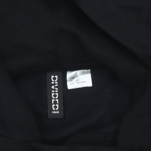 H&M Divided Womens Black XS Cropped Hoodie Salt Lake Print