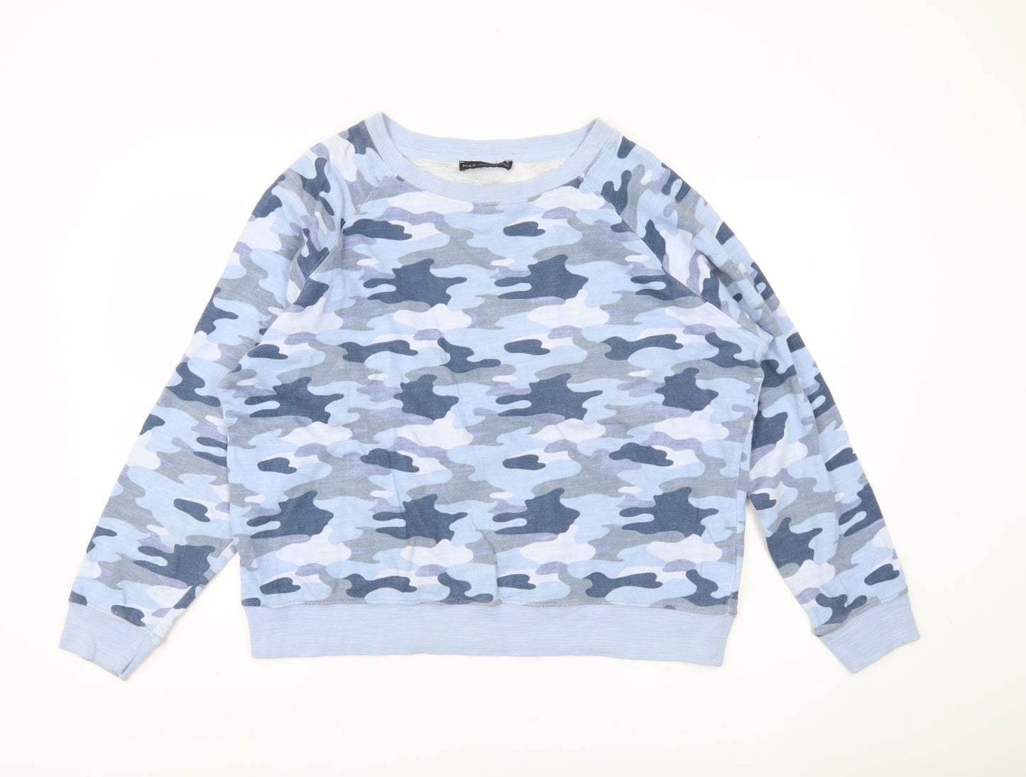 Marks and Spencer Womens Blue Camouflage Cotton Sweatshirt UK 16