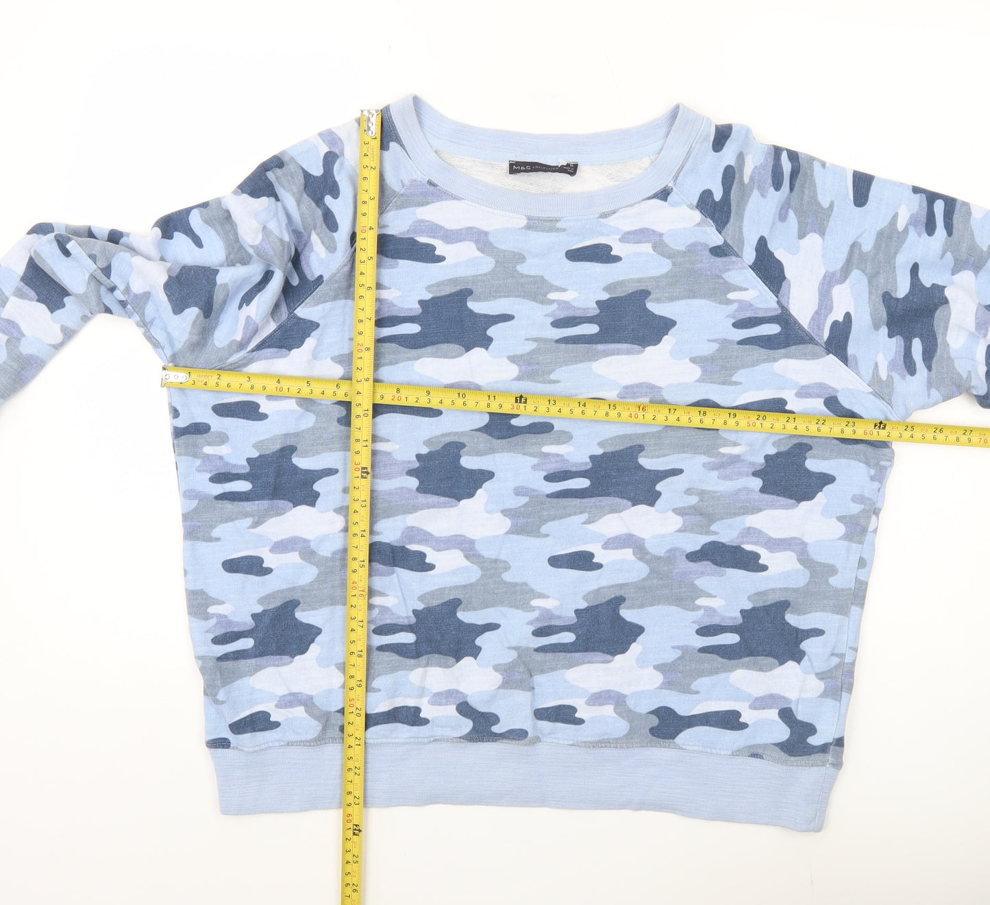 Marks and Spencer Womens Blue Camouflage Cotton Sweatshirt UK 16