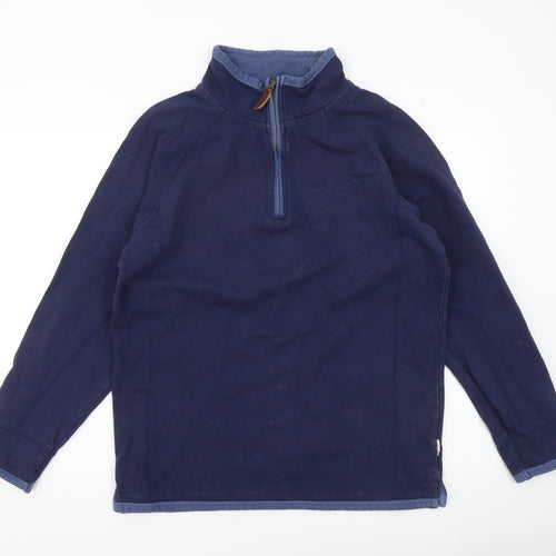 One Earth Mens Blue M 1/4 Zip Pullover Sweatshirt Cotton Blend