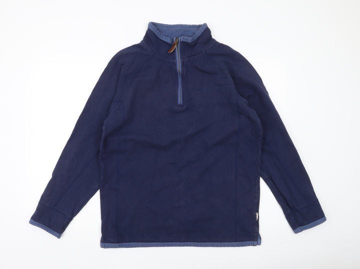 One Earth Mens Blue M 1/4 Zip Pullover Sweatshirt Cotton Blend