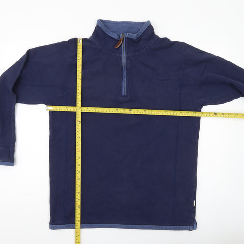 One Earth Mens Blue M 1/4 Zip Pullover Sweatshirt Cotton Blend