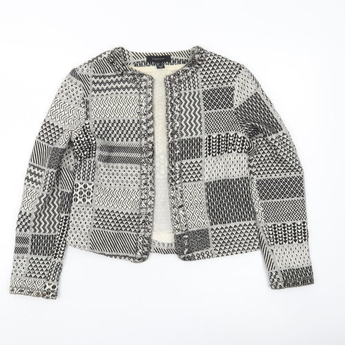 Atmosphere Womens Black White Geometric Jacket Size 8 Cotton Blend