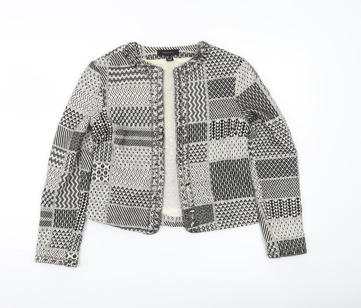 Atmosphere Womens Black White Geometric Jacket Size 8 Cotton Blend