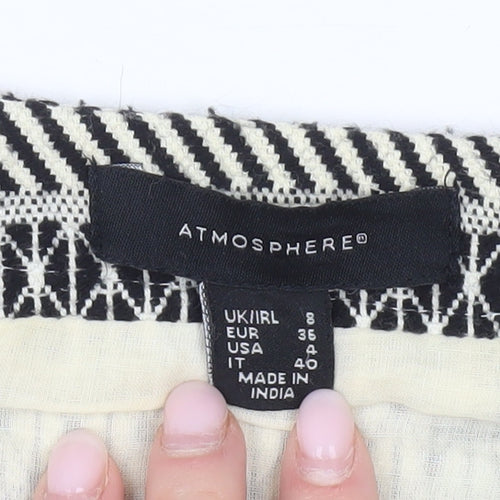 Atmosphere Womens Black White Geometric Jacket Size 8 Cotton Blend