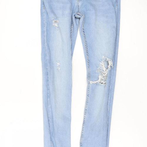 Topman Men’s Blue Skinny Jeans Size 28R Distressed Denim
