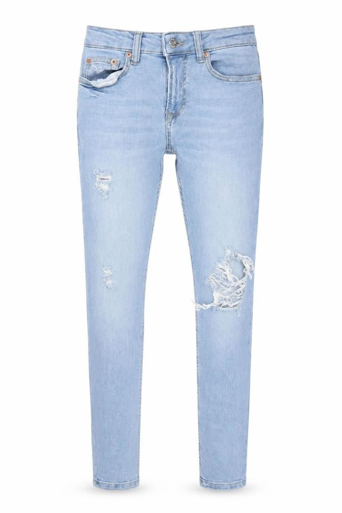 Topman Men’s Blue Skinny Jeans Size 28R Distressed Denim
