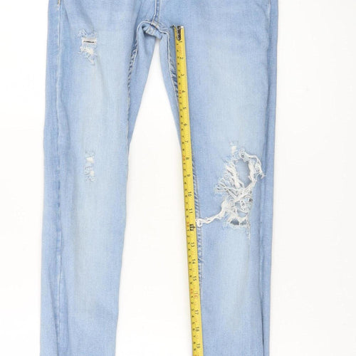 Topman Men’s Blue Skinny Jeans Size 28R Distressed Denim