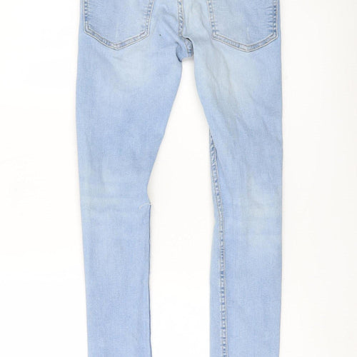 Topman Men’s Blue Skinny Jeans Size 28R Distressed Denim