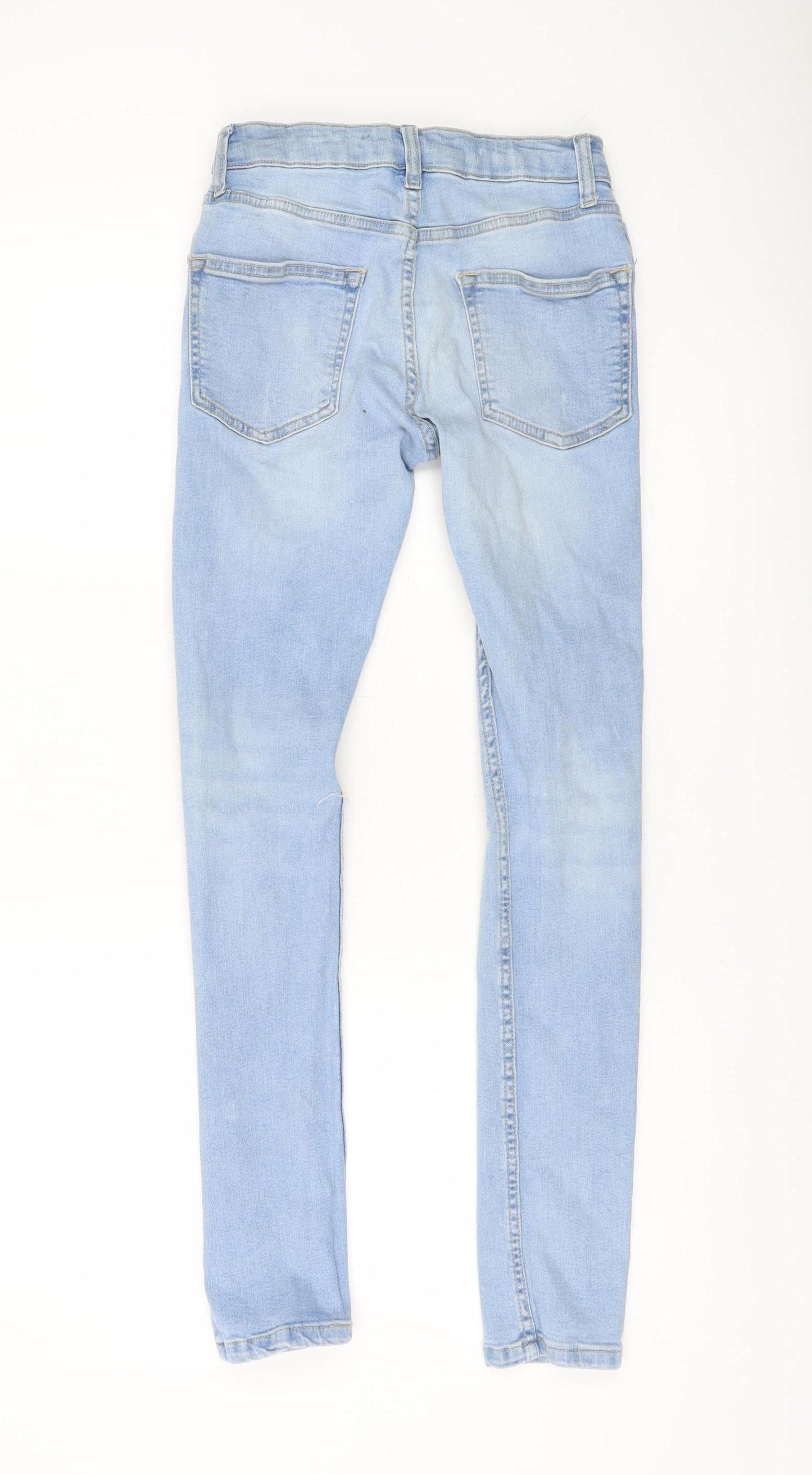 Topman Men’s Blue Skinny Jeans Size 28R Distressed Denim