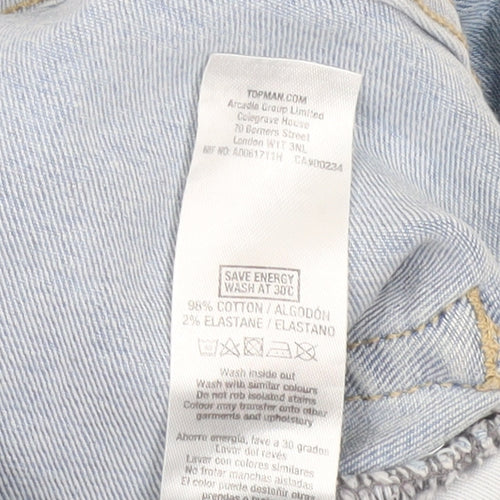 Topman Men’s Blue Skinny Jeans Size 28R Distressed Denim