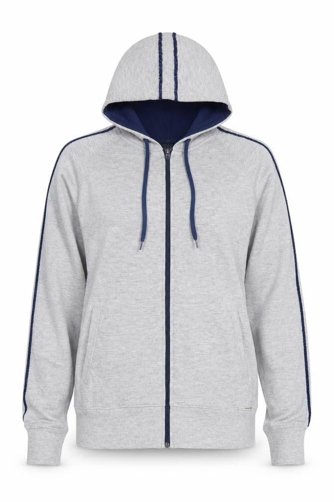 Front view of New York Laundry women’s grey full zip hoodie, size L