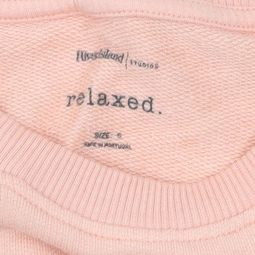 Weekday Studios Women’s Peach Sweatshirt Size S Relaxed Fit Cotton Blend